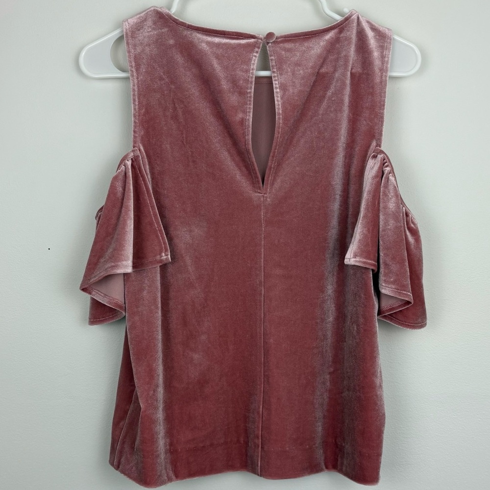 Rebecca Minkoff Dusty Rose Velvet Cold-Shoulder Top - small flaws - size Small - Picture 11 of 12